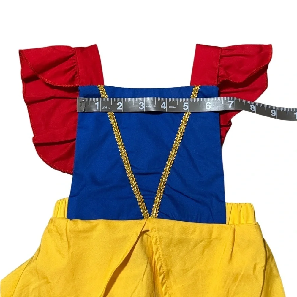 Snow White Inspired Costume Dress Up Colorful Ruffled Baby Romper Size 6 Months